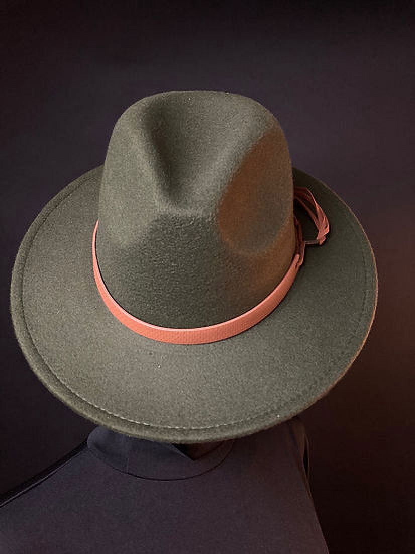 Army Green Male Fedora Hat (short brim)