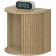 thumbnail image 4 of Pusnapku Floating Nightstand Set of 2, 16.5" Fluted Wall Mounted Bedside Shelf with Storage and Sliding Door, Wooden Curved Side Table for Bedroom, 4 of 9