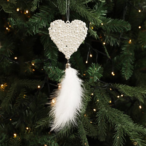 Adorno de copo de nieve blanco de plástico para árbol de Navidad | Decoración colgante navideña para árbol de interior o chimenea | Adorno ligero con purpurina para el hogar festivo
