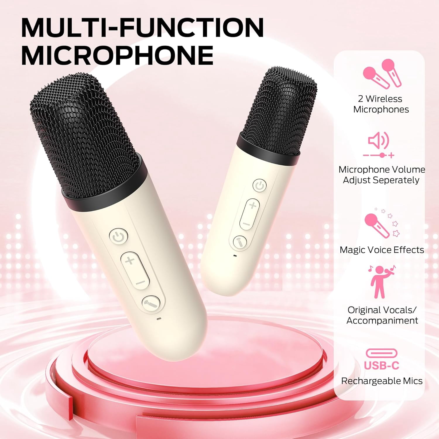 Monster MS62112 Hotshot Plus Portable Bluetooth Speakers, Mini Karaoke Machine, S15-White