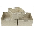 thumbnail image 3 of Sorbus Storage Box Woven Basket Bin Container Tote Cube Organizer Set Stackable Storage Basket Woven Strap Shelf Organizer Set 3 Piece, Beige, 3 of 7