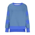 thumbnail image 4 of Timegard Womens Crewneck Sweatshirts Striped Long Sleeve Side Split Pullover Fall Casual Loose Tops, 4 of 6