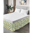 thumbnail image 4 of Lemon with Bed Skirt Queen Size 18" Drop Green Leaves Flowers Ruffled Wrap Around Bed Skirts Adjustable Elastic Bedskirt Dust Ruffle for Queen Size Bed, 4 of 7