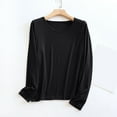 thumbnail image 2 of idosla Women Lightweight Pajamas Tops Long Sleeve Plain Lounge T-Shirt Crewneck Soft Pajama Shirts Sleep Tunics Tee (Black, L), 2 of 5