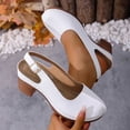 thumbnail image 2 of KEGIRLOM Women's Fashion Casual Versatile Round Toe Openwork Thick Heel High Heel Sandals White 6.5, 2 of 9