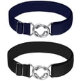 thumbnail image 2 of Falari 2-pack Womens Stretch Belt Adjustable Web Belt Metal Buckle All Occasion Dress Belt - Black & Navy, 2 of 7