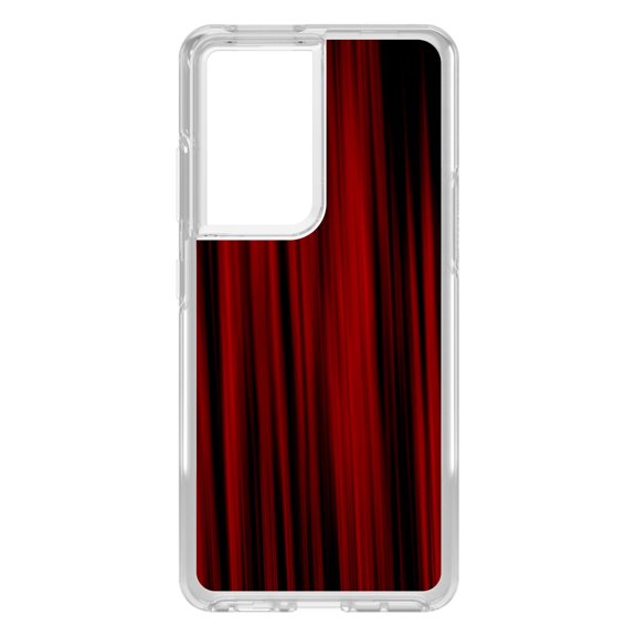 DistinctInk Clear Shockproof Hybrid Case for Galaxy S21 ULTRA 5G (6.8" Screen) - TPU Bumper, Acrylic Back, Tempered Glass Screen Protector - Bright Red Curtains