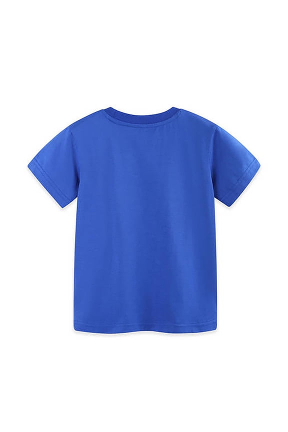 Boys Tshirts Summer 2026 Comfy Interlock Knitted Cotton Friendly Stegosaurus Graphic Pullover Top Crewneck Short Sleeve Tops