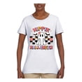 thumbnail image 2 of Wild Bobby Hippie Halloween Ghost Bats Stars Halloween Pink Orange Purple Halloween Halloween Women Graphic Tee, White, Large, 2 of 6