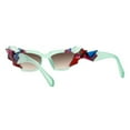 thumbnail image 3 of Women's Sunglasses Crystal Gem Cut Geometric Trapezoid Cat Eye Frame UV 400 Mint, 3 of 4