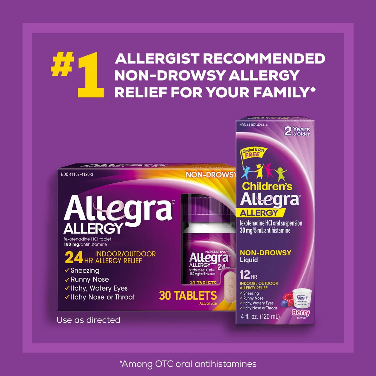 Allegra 24 Hour Non-Drowsy Antihistamine Medicine Tablets for Adult Allergy Relief, Fexofenadine, 180 mg, 30 Pills - image 4 of 7
