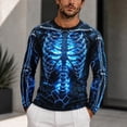 thumbnail image 2 of CONFREE Halloween Mens Short Sleeve Tshirts Crew Neck Spooky Skeleton Graphic Lightweight Fall Casual Tees, 2 of 6