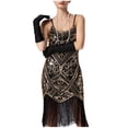 thumbnail image 4 of Gold Teen Girls Formal Prom Party Evening Gowns Short Sleeve Dress Homecoming Dresses for Women Boat Neck Sequin Bling Fringe Hippie Medieval Summer Fall Dress 2026 S, 4 of 5