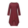 thumbnail image 4 of Lilgiuy Summer Temperament Long Sleeved Round Neck Irregular The Lower Hem Of A Gown Dress for Home Leisure, 4 of 5