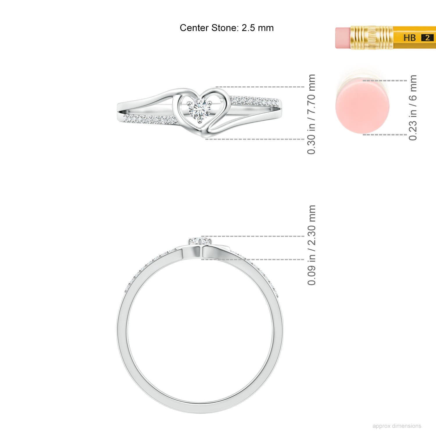 Angara Natural Diamond Heart Promise Ring in 925 Sterling Silver for Women (Size-2.5mm | Color-G | Clarity-VS2) | April Birthstone, Jewelry Gift for Women | Heart Shape Promise Ring (Ring Size = 8)
