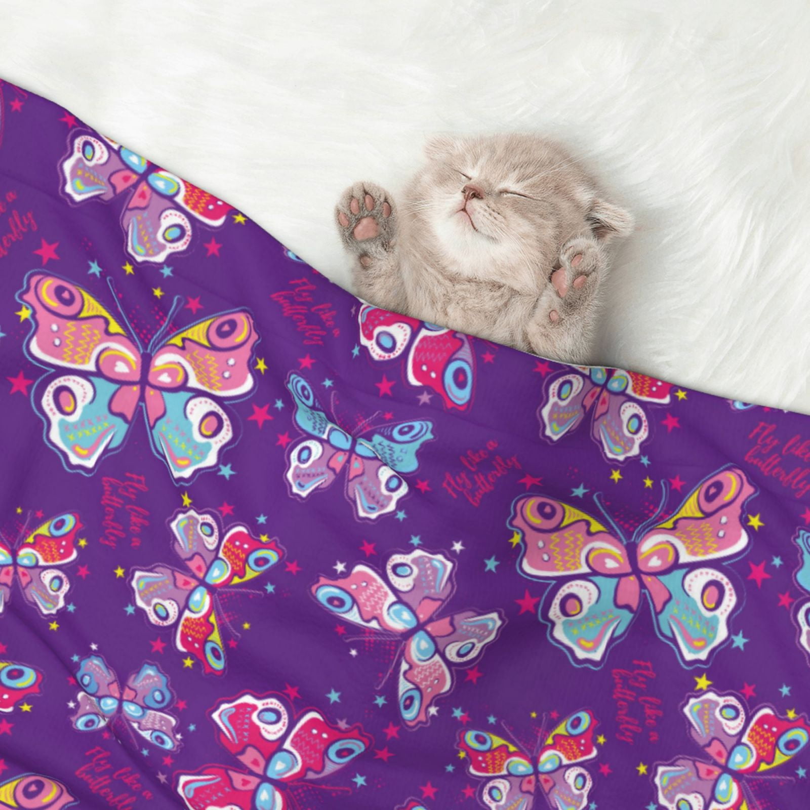 Naloa Bright Butterflies Dog Blanket, 3 Sizes Cat Blanket for Indoor Cats Large Medium Small Dog Gifts-Large