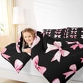 thumbnail image 4 of Erosebridal Pink Princess Bowknot 7 Pieces Bedding Comforter Set For Girls,Cute Coquette Bow Tie Full Bedding Set For Kids,Black Reversible, 4 of 7