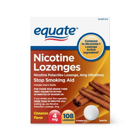 Equate Nicotine Lozenges, Cinnamon Flavor, 4mg, 108