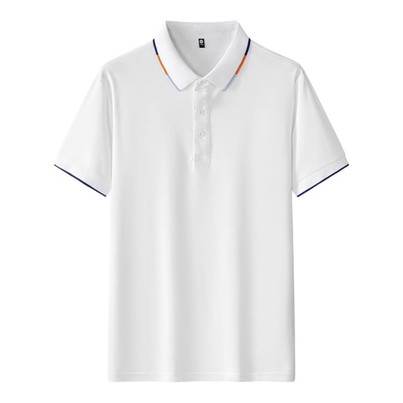 Mens Dress Shirt Summer Short Sleeve T-Shirt Men Business Clothing Casual Collared Shirts White, L