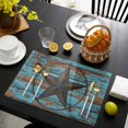 thumbnail image 3 of Texas Star Brown Placemats Set of 4, Vintage Farm Barn Blue Wooden Texture Placemats for Dining Table, Place Mats for Kitchen Tabletop, Waterproof Wipeable Dining Table Mats Set, 3 of 9