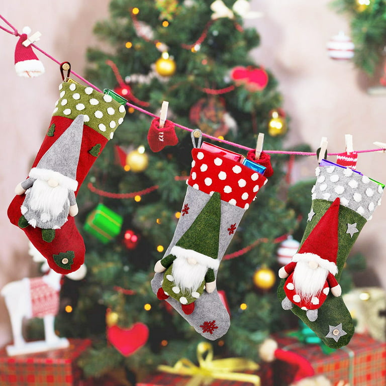 Christmas Tree Ornaments Decorations Santa Snowman Stocking Bag Window Pins  Stocking Xmas Hanging Decoration 2023 Little Gifts for Christmas Tree