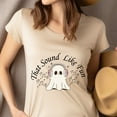 thumbnail image 4 of Funny Ghost Listening to Music That Sound Like Fun Graphic T-Shirt for Men and Women, Light Pink, Size 2XL, 4 of 6