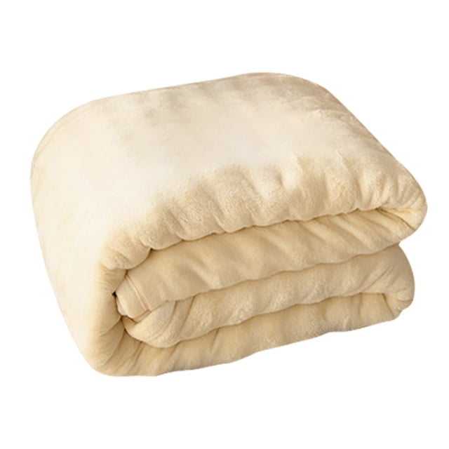 Couverture Épaisse en Peluche pour Climatisation, Double Face Moelleuse, Douce et Confortable, pour Canapé, Lit, Salon, Lavable en Machine, Rayée Beige