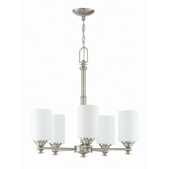 49825-BNK Craftmade Lighting Dardyn - 5 Light Chandelier-25 Inches Tall and 25 Inches Wide-Brushed Polished Nickel Finish-White Frost Glass Color