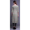 thumbnail image 3 of Bimba Printed Straight Kurtis For Women 3/4 Sleeve Kurta Summer Tunic Dress, 3 of 6