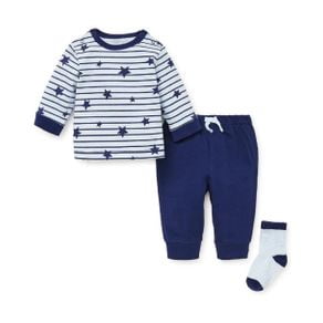 Little Me Baby Boy Star Stripe Jogger, Set of 3 piece