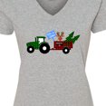 thumbnail image 4 of Inktastic Plaid Christmas Tractor with Cute Reindeer Women's V-Neck T-Shirt, 4 of 5