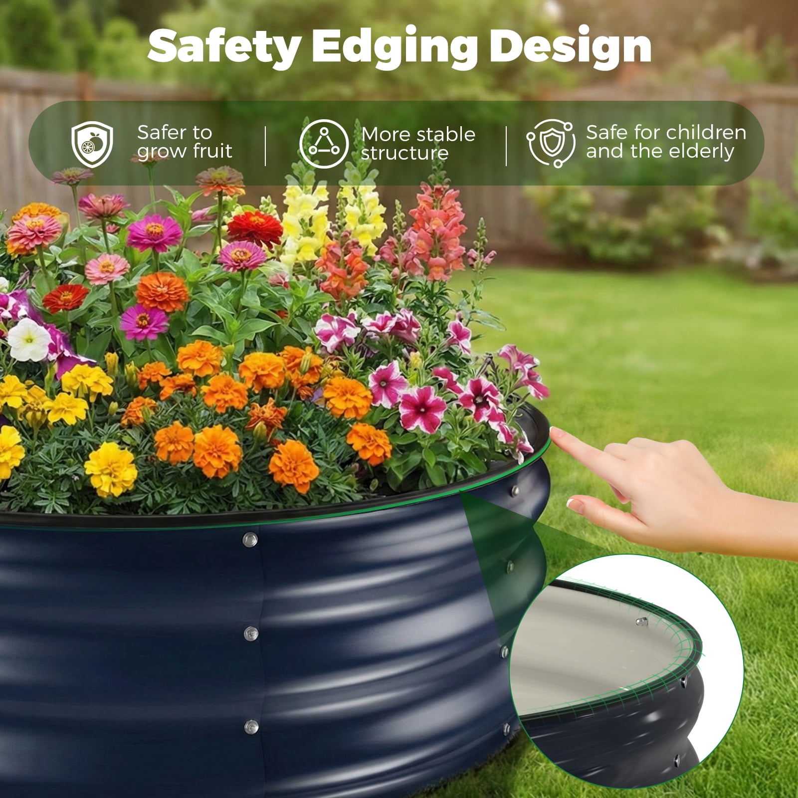Raised Garden Bed, Younik 6x3x1 ft Galvanized Garden Planter Boxes Outdoor with Safety Edging and Gloves for Planted Vegetables, Fruits, Flower, Gray