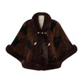 thumbnail image 2 of Fewfanhot Faux Fur Trim Printed Poncho Cape, Warm Fleece Lined Open Front Wrap Coat for Women Winter, 2 of 5