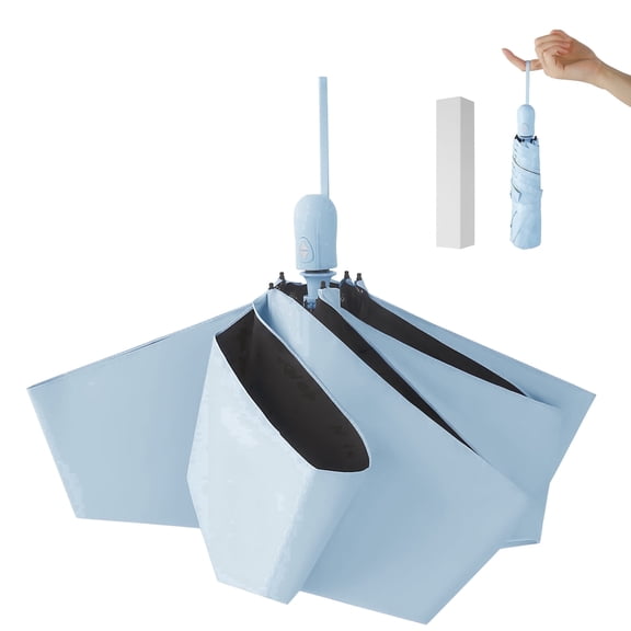 Mustarpicking UPF 50+ 100% UV Blocking Sun Umbrella, Compact Ultralight 220g, One-Touch Auto Open/Close, Wind & Water Resistant, Portable, Gift Box (30D-Light Blue)