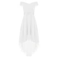 thumbnail image 1 of Loodgao Girls Elegant Solid Color Chiffon Party Dress Off Shoulder with Rhinestone Sash High Low Hem White 14, 1 of 6