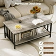 thumbnail image 6 of Modern Coffee Table with Storage - 2-Tier Grey Wash Farmhouse Design, 6 of 7