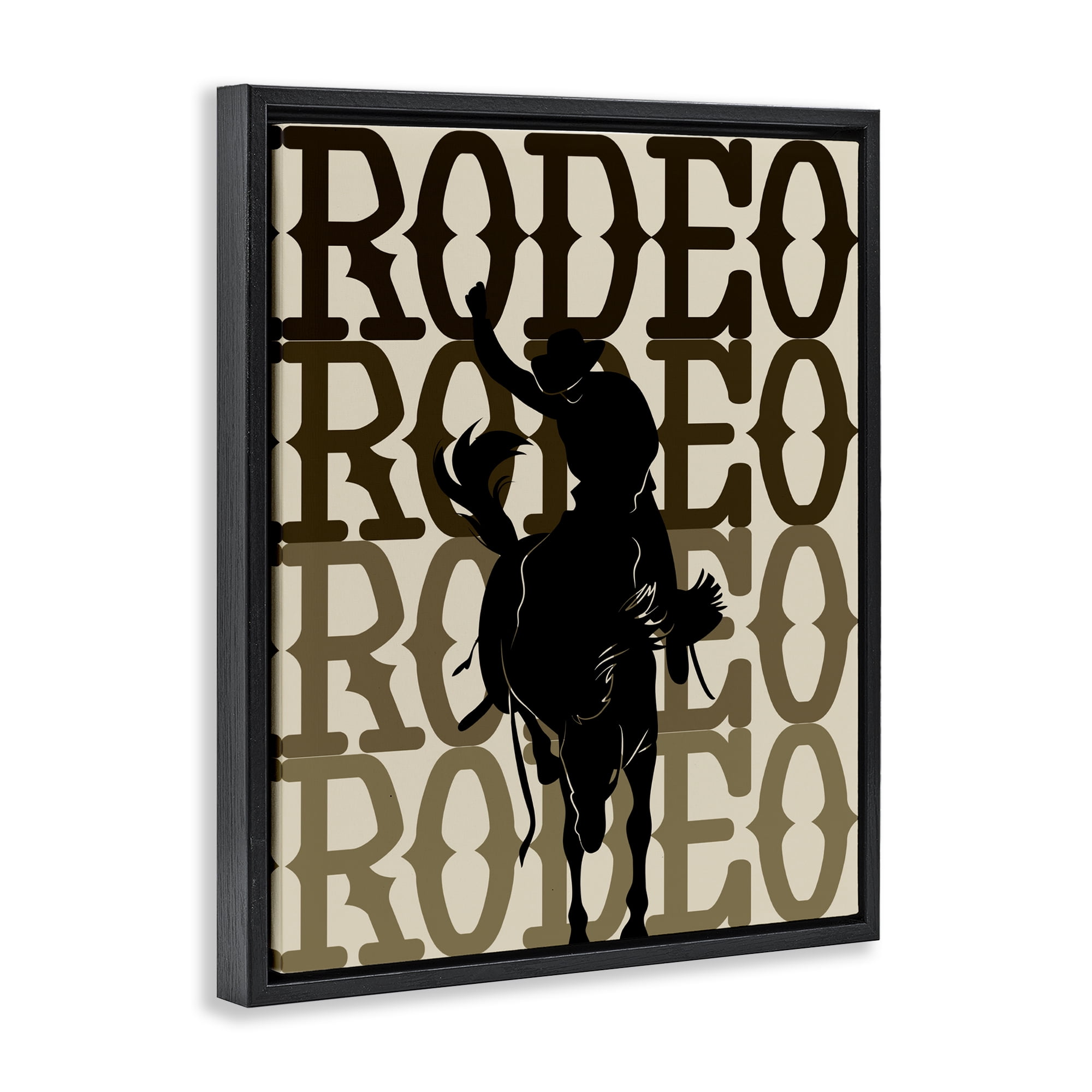 Stupell Industries Rodeo Gradient Cowboy Black Framed Floater Canvas Wall Art, design by CAD Designs