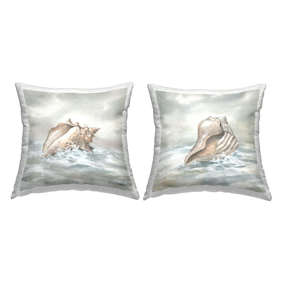 Stupell Industries Seashells Washed Ashore Decorative Printed Throw Pillow Design by Carol Robinson.
