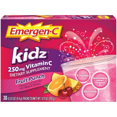 Emergen-C Kidz Vitamin C Dietary Supplement, Immune Support, Fruit Punch Flavor - 30 Ct