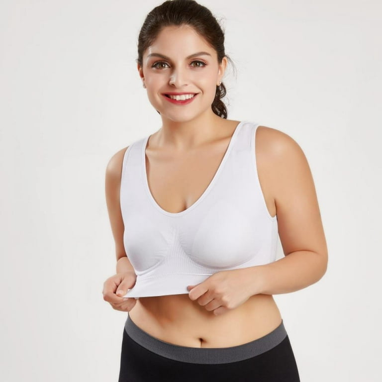 Women Plus Size Solid Color Wire-Free Sport Bra with Pads 2XL 3XL 4XL(US  size)