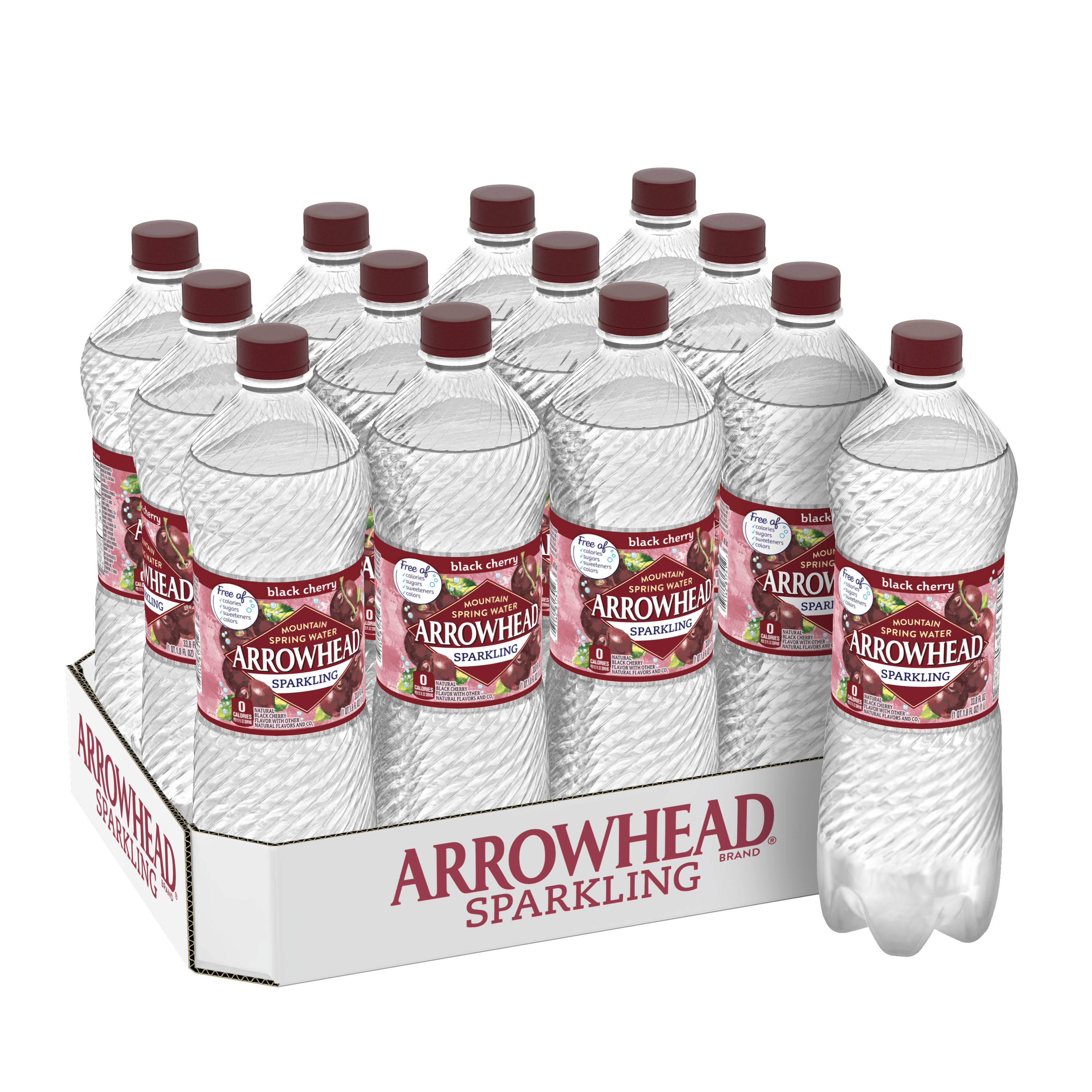 Arrowhead Sparkling Water, Black Cherry, 33.8 oz. Bottles (Pack of 12