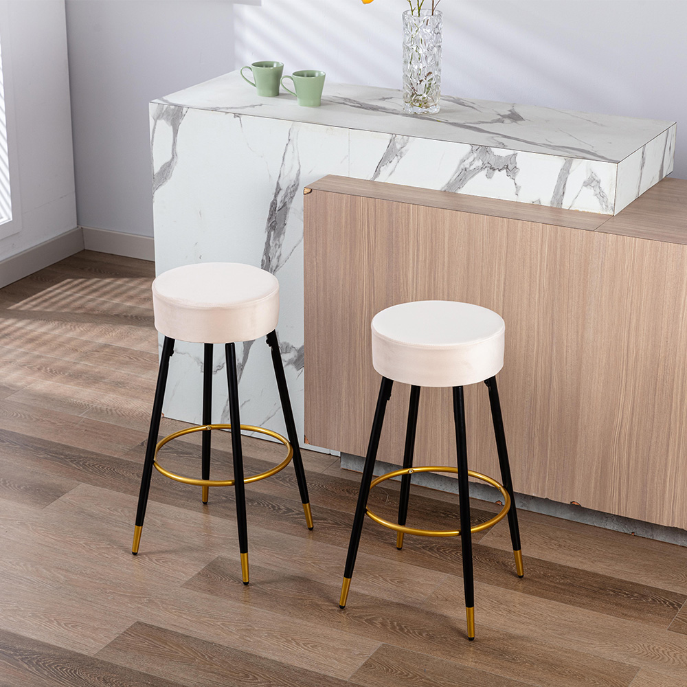 CUH Round Bar Stools Set of 2,30" Height Counter Height Chair,Velvet