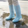 thumbnail image 5 of Women Transparent Glossy Tall Mid Calf Rain Boots Side Embossed Dot Decor Slip On Non Slip Waterproof PVC Wellies for Daily Rainy Wear Blue 39, 5 of 9