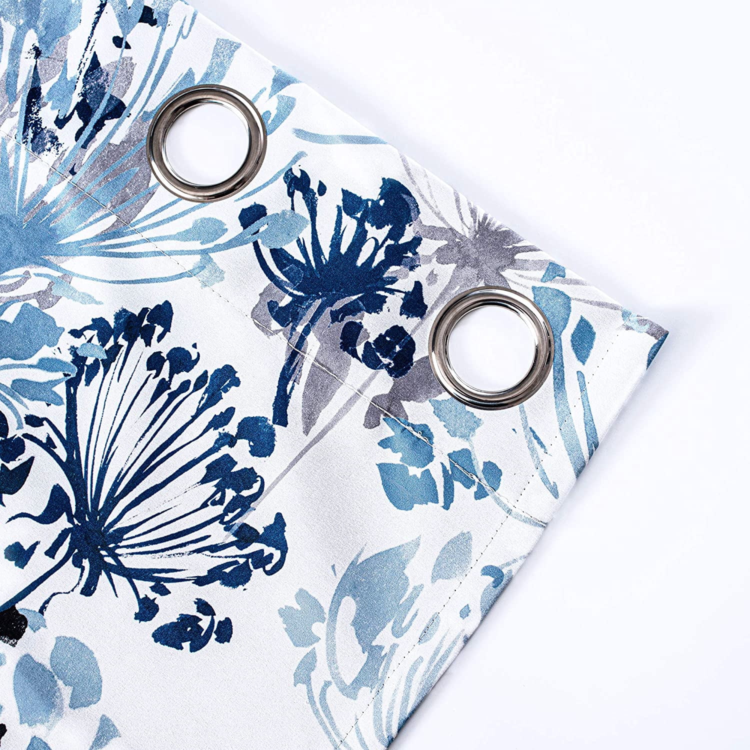 DriftAway Acacia Floral Blossom Watercolor Printed 100 Percent Blackout Room Darkening Thermal Insulated Grommet Window Curtains 2 Panels, 52" x 84", Navy