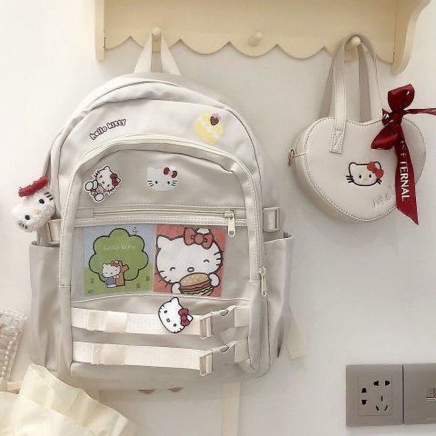 Mochila KY6P/Bolso De Hello Kitty De Gran Capacidad Original Japonés Suave Lindo Campus Para Chica Fivean unisex