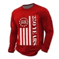 thumbnail image 3 of Mens USA 250th Anniversary Shirt Independence Day T Shirt Crewneck Long Sleeve Tee Basic Top Red L, 3 of 6