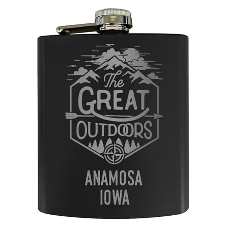 

Anamosa Iowa Laser Engraved Explore the Outdoors Souvenir 7 oz Stainless Steel 7 oz Flask Black