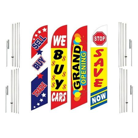 4 Swooper Flags With 4 Pole Kits Sell Buy Trade We Buy Cars Grand Opening Save Now