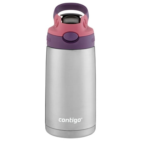 Contigo Kids AUTOSPOUT Straw Insulated Stainless Steel Water Bottle with Easy-Clean Lid, 13 oz., Eggplant &