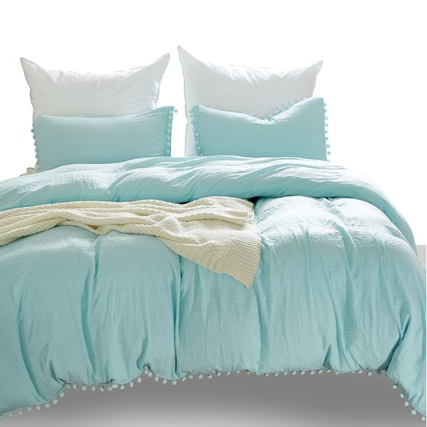 Fringe Duvet Cover Soft Washed Microfiber Duvet Cover Set with Zipper